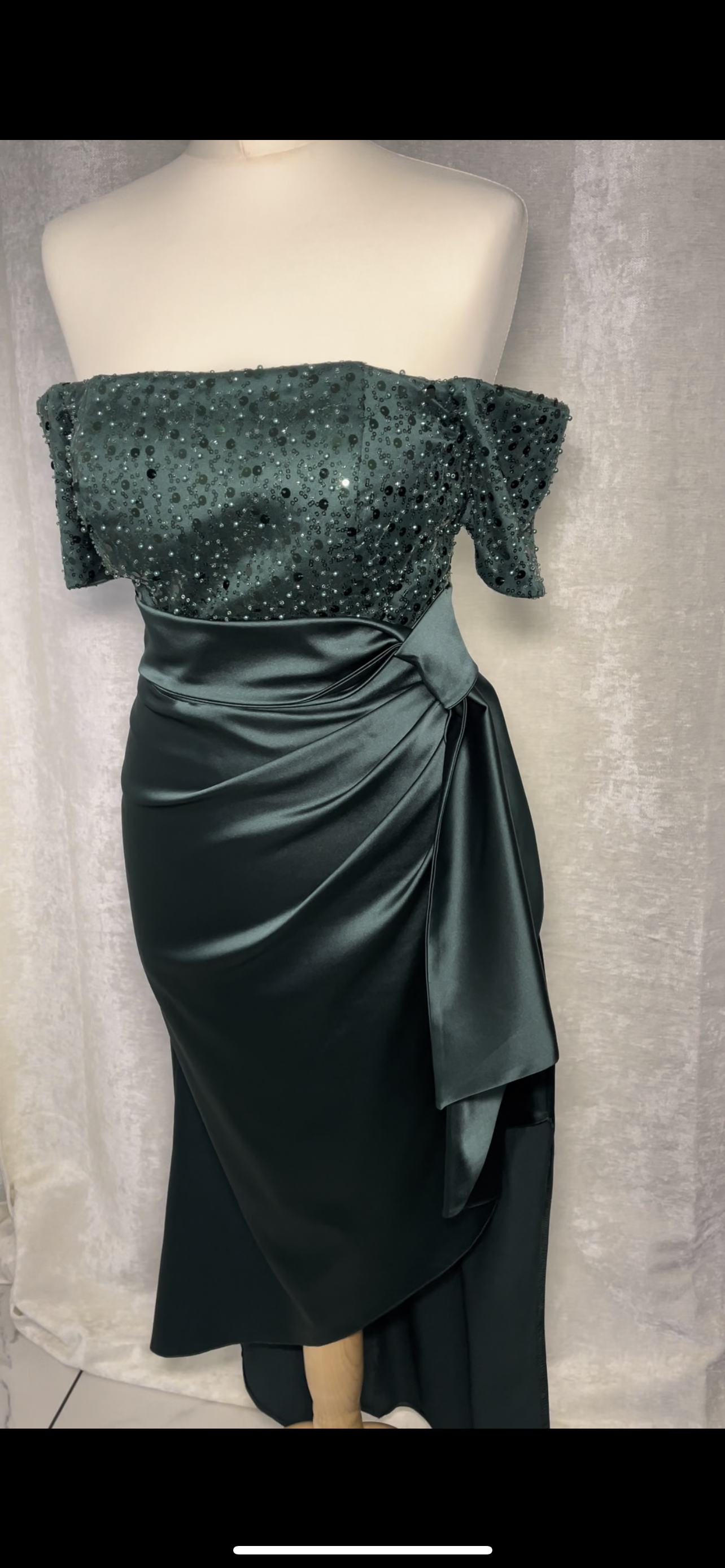 Robe Vert Emeraude Coupe Asmétrique