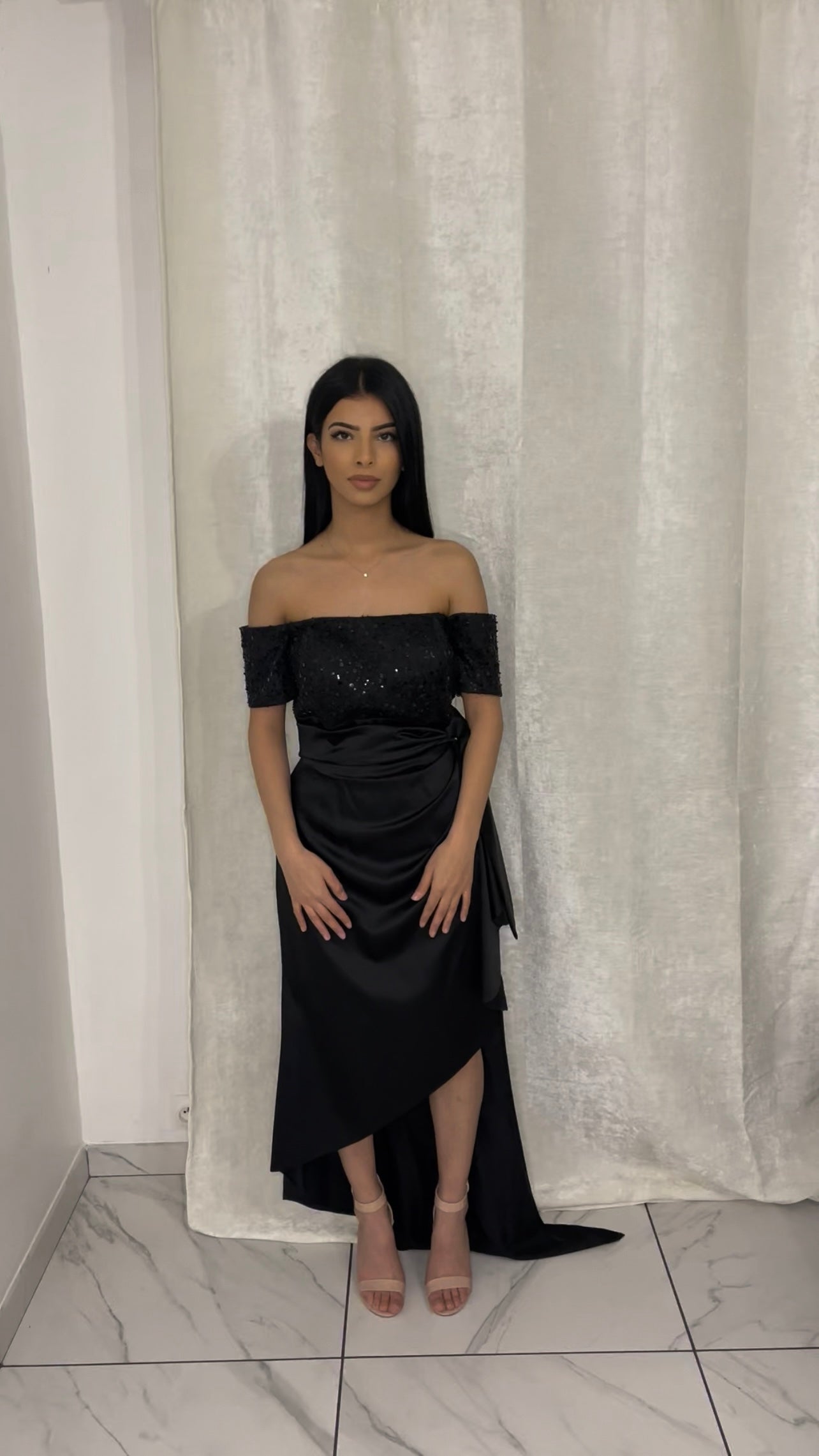 Black Asymmetrical Cut Dress